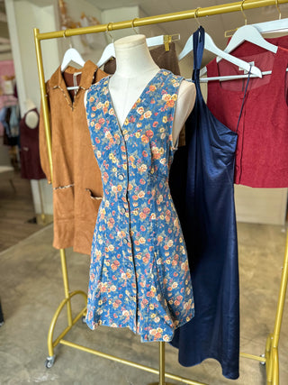 The Poppy Floral Denim Mini Dress
