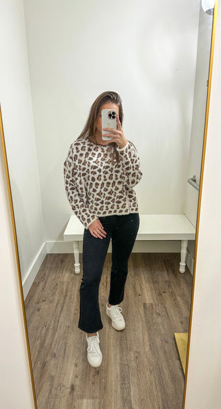 Ivory & Mocha Combo Soft Leopard Sweater