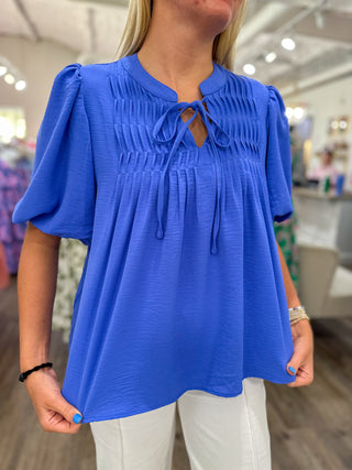 Cobalt Blue Pintuck Detail Everyday Top
