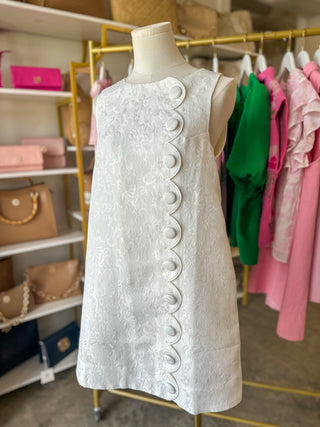White Lovely Little Detail Scallop Mini Dress