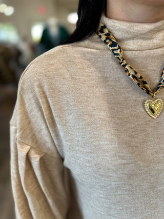 Oatmeal Essential Mock Neck Sweater
