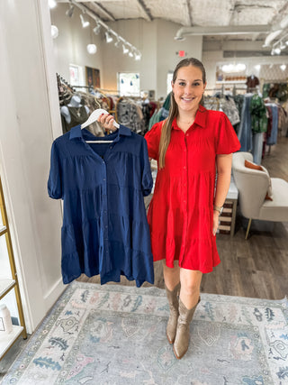 Red Breezy Tiered Airflow Dress