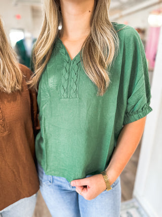 Fern Ruche Braided Top