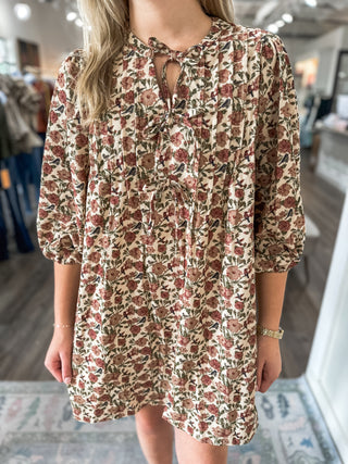 Rosewood Meadow Corduroy Bow Detail Dress