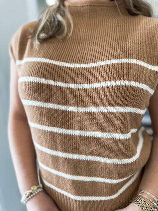 The Millie Camel Stripe Sweater Top