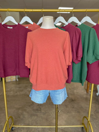 Burnt Orange Go-To Knit Short Sleeve Top