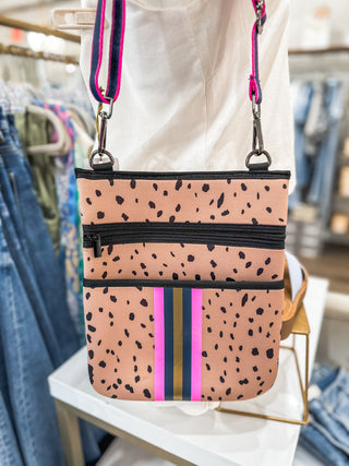 Pink Animal Print Messenger Crossbody Bag