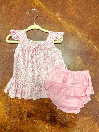 Pink Tiny Flowers Bloomer Set