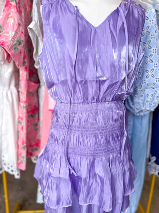 Soft Shine Lilac Ruffle Mini Dress