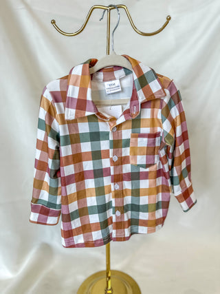 Fall Plaid Boy Button Down Shirt