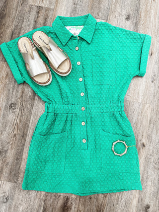 Green Too Unique Full Skirt Romper