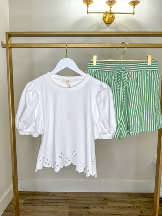 SET Sage Brunch In 30A Striped Shorts & Top