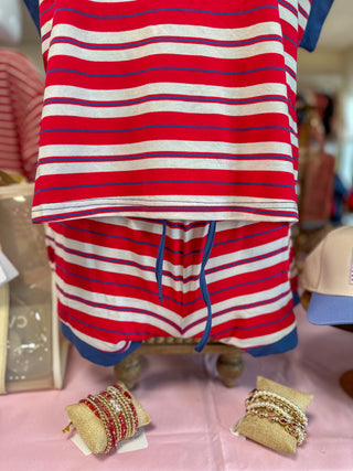 Americana Striped Lounge Short Set