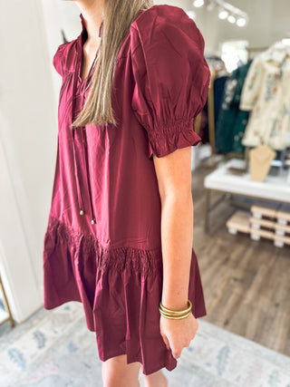 The Crisp Mornings Burgundy Mini Dress