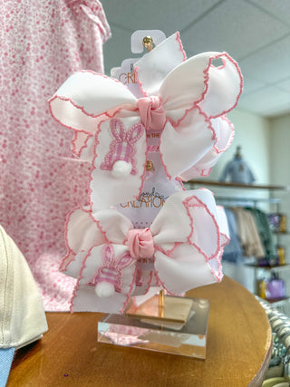 Pink Gingham Bunny Bow