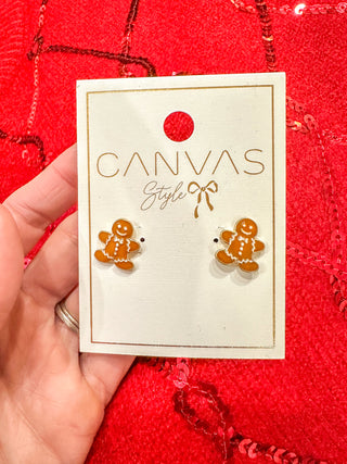 Gingerbread Men Enamel Stud Earrings