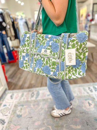 Charleston Blues Large Quilted Duffle Bag