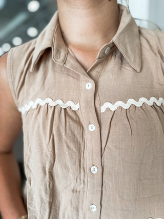 Sugar & Sand Ric Rac Sleeveless Top