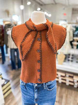 Toffee Margot Bow Knit Sleeveless Sweater Top