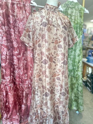 Taupe Wren Floral Maxi Dress