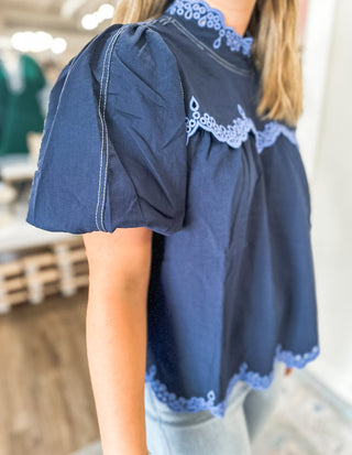 The Vintage Vine Navy Blouse