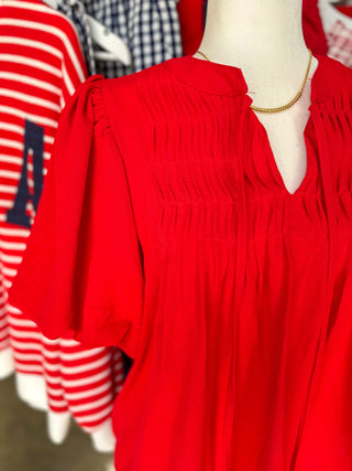 Red Pintuck Detail Everyday Top