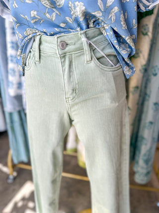 Mint Olivia High Rise Crop Wide Leg Denim Jeans | Vervet