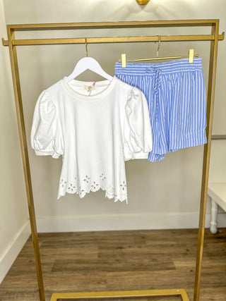 SET Sky Blue Brunch In 30A Striped Shorts & Top