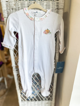 Pumpkin Blush Embroidered Ruffle Footie