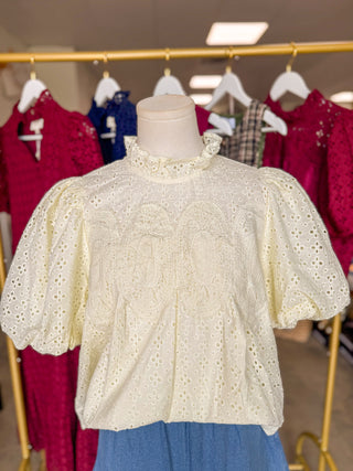 Cream Vintage Eyelet Top