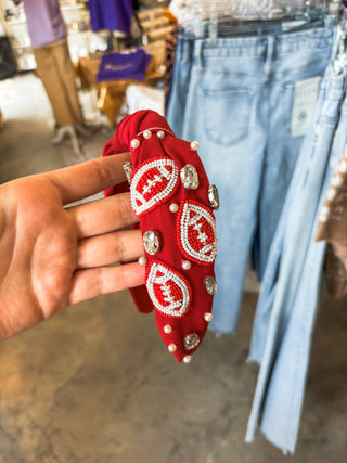 Red Game Time Beaded Headband