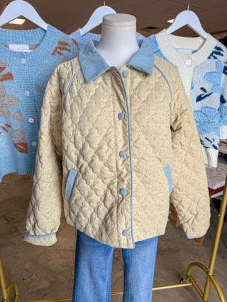 The Sweet Spot Ivory & Blue Quilted Jacket