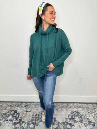 Moss Micro Fleece Cowl Neck Sweater