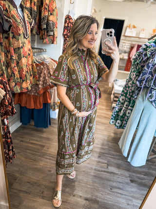 Brown Rowan Petal Path Midi Dress