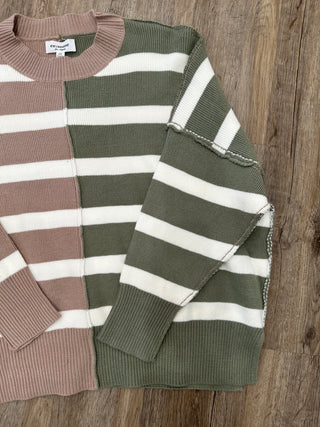 Italian Nights Striped Color Block Long Sleeve Sweater