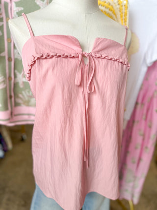 Pink Delicate Detail Tank Top Blouse