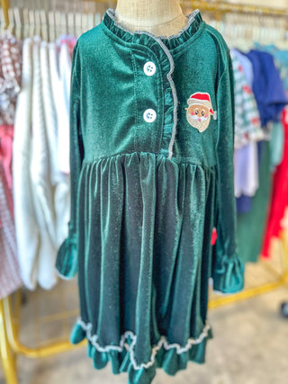 A Classic Christmas Embroidered Velvet Dress
