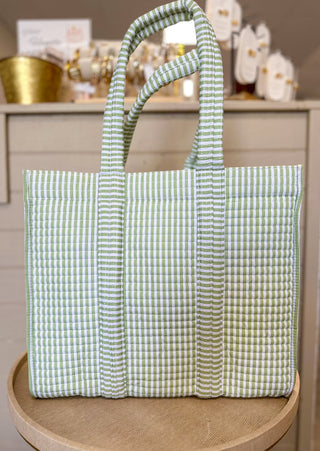 TRVL Pimlico Stripe Sage Quilted Go Go Tote