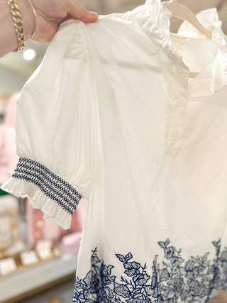 The Off White Contrast Bloom Short Sleeve Top