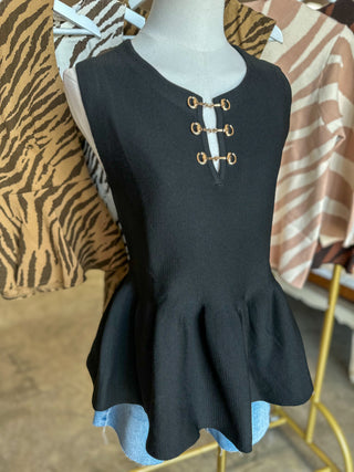 Black Gold Link Elegance Peplum Top