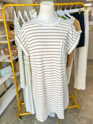 Khaki Everyday Ease Striped Casual Mini Dress