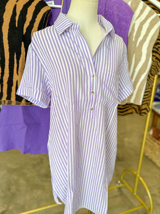 Lavender Easygoing Seeersucker Mini Dress