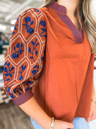 Rust Sunset Stitch Blouse