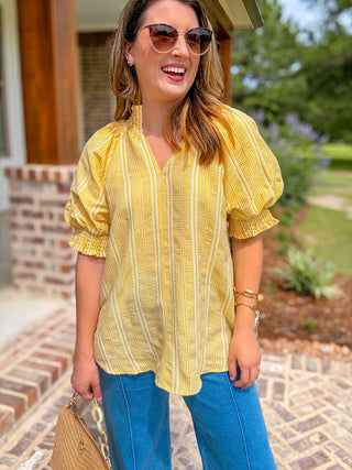 The Sunshine Gingham Short Sleeve Top