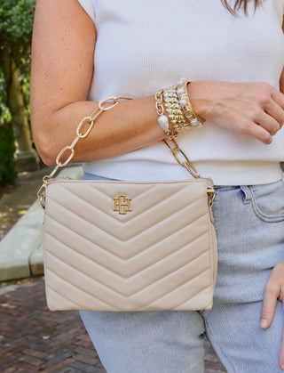 Ariana Nude V Quilted Crossbody