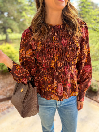 Wildflower Season Smocked Peplum Top