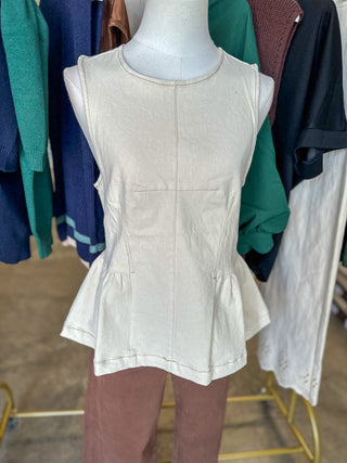 Ecru Tailored & Timeless Peplum Top