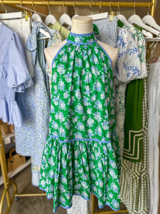 Maria's Blooming in Blue & Green Mini Dress