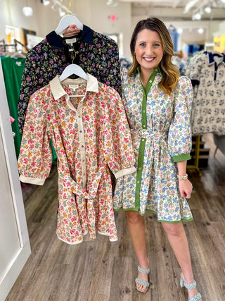 Sage Floral Made for Everything Belted Mini Dress