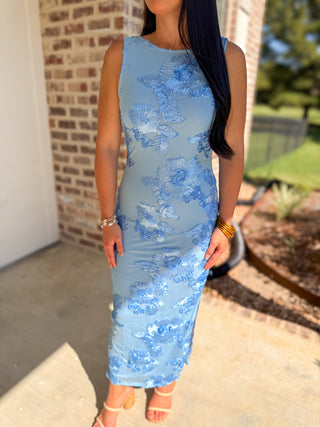 The Something Blue 3D Floral Midi Dress